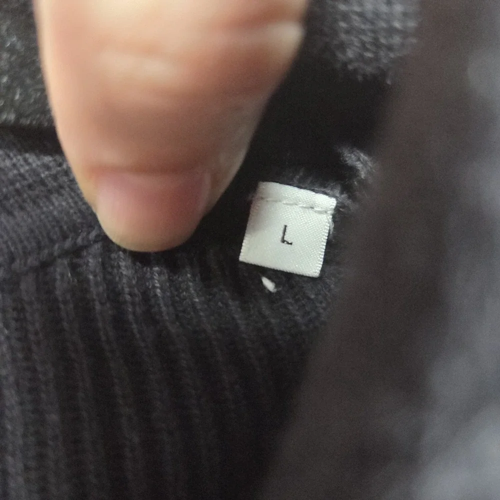 NN.07 Hansie SS Zip Rib Knit Polo‎ Sweater Organic Cotton Black Size L